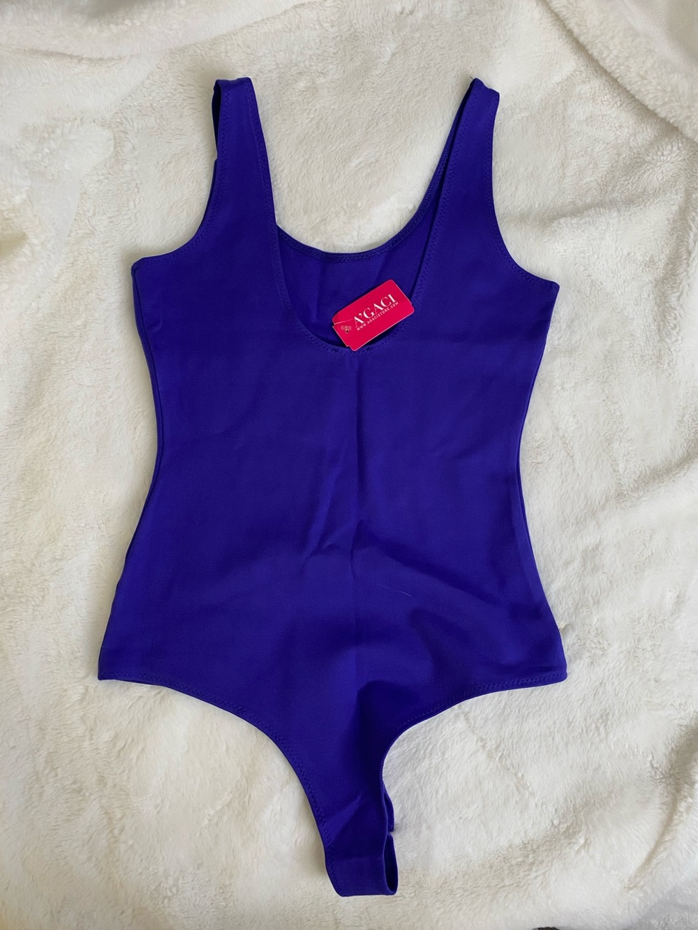 NEW a'gaci Royal Purple Scoop Neck Bodysuit